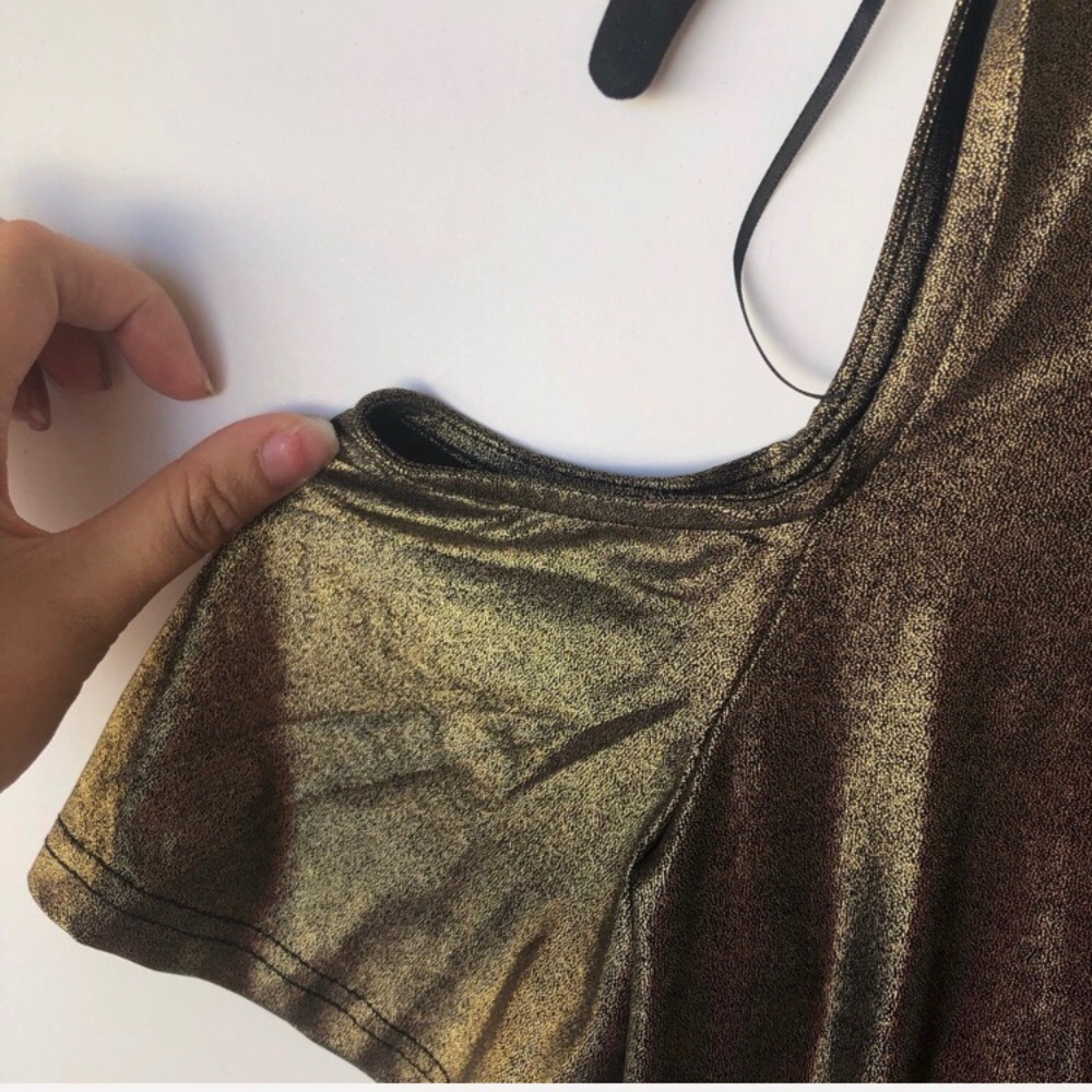 NWT Nasty Gal Gold Cold Shoulder Mini Dress - Picture 3 of 8